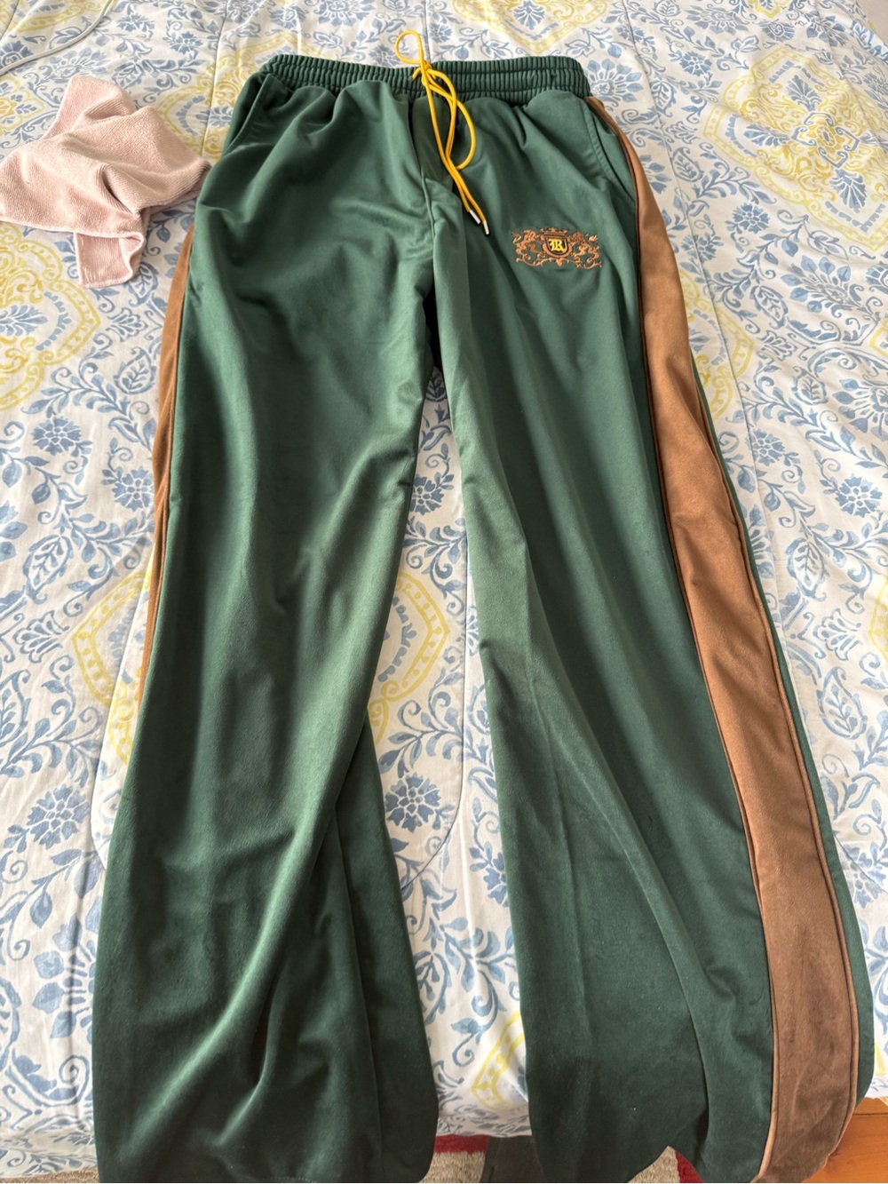 Rhude Dark Green Elastic Waistband Track Pants